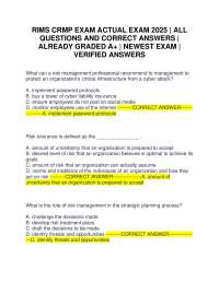 RIMS CRMP Exam Actual Exam 2025: Questions and Answers