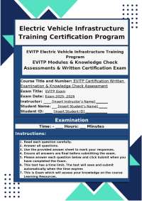 Electric Vehicle Infrastructure Training Certification Program: Knowledge Check Assessment