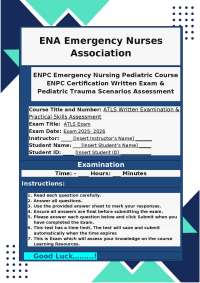 ENPC Emergency Nursing Pediatric Course Exam Review: Questions and Answers