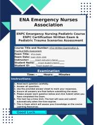ENPC Emergency Nursing Pediatric Course: Preparation Packet and Exam Review