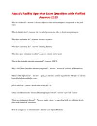 Aquatic Facility Operator Exam Questions with Verified  Answers 2025