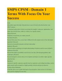 SMPS CPSM - Domain 1: Key Terms and Concepts for Market Research Success