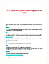 PSYC 140 Developmental Psychology Module 8 Exam: Questions and Answers