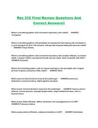 Respiratory System Review Questions and Answers
