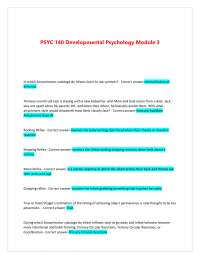 PSYC 140 Developmental Psychology Module 3: Exercises and Questions