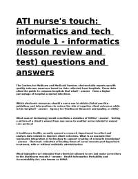 ATI Nurse's Touch: Informatics Module 1 - Review and Test Questions