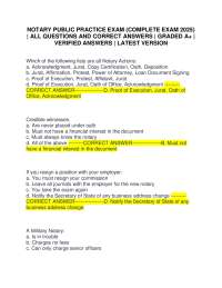 NOTARY PUBLIC PRACTICE EXAM (COMPLETE EXAM 2025) | ALL QUESTIONS AND CORRECT ANSWERS