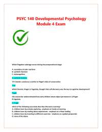 PSYC 140 Developmental Psychology Module 4 Exam: Questions and Answers