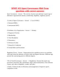 Sport Governance Mid-Term Questions and Answers