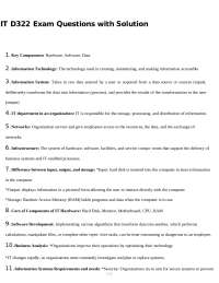 IT D322 Exam Questions & Solutions: Information Technology Fundamentals