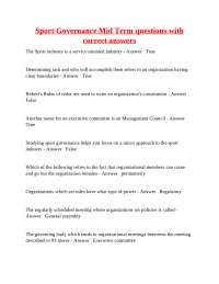 Sport Governance Midterm Questions and Answers