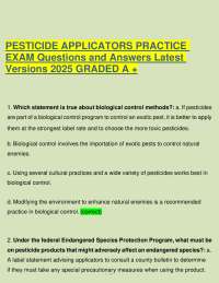 Pesticide Applicators Practice Exam Questions and Answers