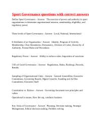 Sport Governance: Questions and Answers for University and High School Students