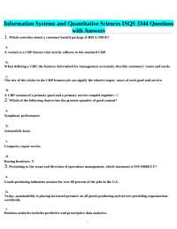 ISQS 3344: Information Systems & Quantitative Sciences - Multiple Choice Questions