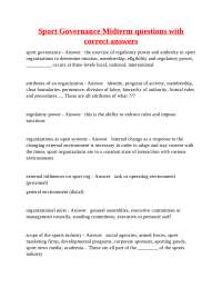 Sport Governance Midterm Questions and Answers
