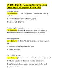 OPOTA Unit 13 Homeland Security Exam: Questions and Answers