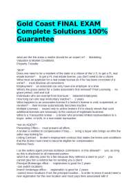 Gold Coast FINAL EXAM Complete Solutions 100% Guarantee