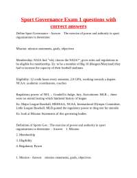Sport Governance Exam 1 Questions and Answers