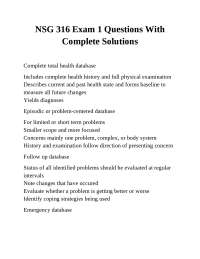NSG 316 Exam 1 Questions: Comprehensive Nursing Assessment and Health History