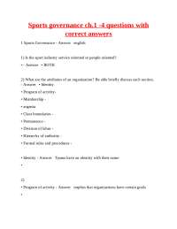 Sports Governance: Key Concepts and Principles