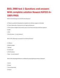 BIOL 2900 Test 1: Infectious Diseases - Questions and Answers