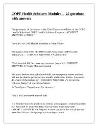 COPE Health Scholars Program: Modules 1-22 Questions and Answers