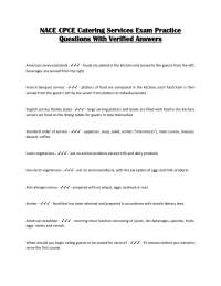 NACE CPCE Catering Services Exam Practice Questions