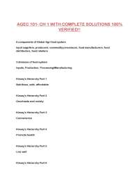 AGEC 101 - Chapter 1: Introduction to the Global Agri-Food System