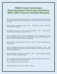 Veterinary Pharmacology Final Exam Questions and Answers