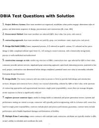 DBIA Test Questions with Solutions: A Comprehensive Guide to Project Delivery Systems