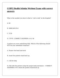 COPE Health Scholar Written Exam with Correct Answers