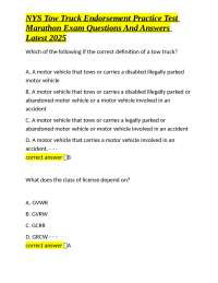 NYS Tow Truck Endorsement Practice Test: Marathon Exam Questions and Answers