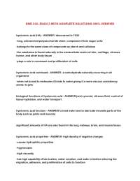 BME 312 - Exam 3: Hyaluronic Acid, Extracellular Matrix, Collagen, and Keratin