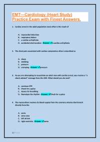 EMT-Cardiology (Heart Study) Practice Exam with Finest Answers