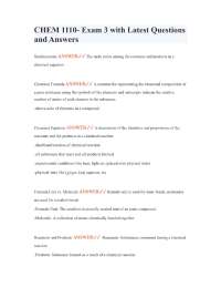 CHEM 1110- Exam 3 with Latest Questions and Answers