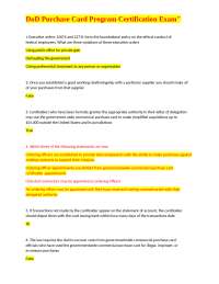 DoD Purchase Card Program Certification Exam: Multiple Choice Questions and Answers