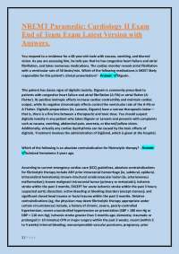 NREMT Paramedic: Cardiology II Exam - Practice Questions and Answers