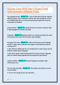 Linguistics 1010: Introduction to Language - Test 1 Exam Review with Answers