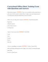 Correctional Officer Basic Training Exam with Questions and Answers