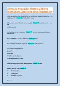 Advance Pharmacy NR565 Midterm Exam Questions and Answers