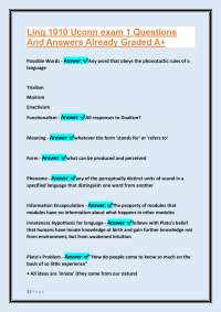 Ling 1010 Uconn Exam 1: Questions and Answers on Language and Cognition