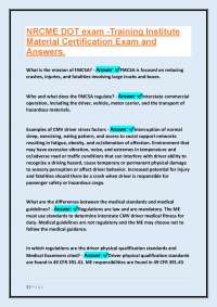 NRCME DOT Exam - Training Institute: Material Certification Exam and Answers