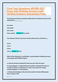 Final Test Questions NRCME DOT: Medical Certification for Driving