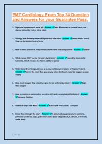 EMT Cardiology Exam Top 34 Questions and Answers