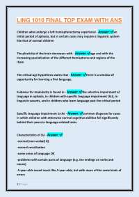 LING 1010 Final Top Exam with Answers: A Comprehensive Guide to Language Acquisition