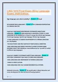 LING 1010 Final Exam: Sign Language, Grammar, and Language Contact