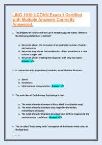 LING 1010 UCONN Exam 1: Multiple Choice Questions and Answers