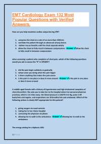 EMT Cardiology Exam 132 Most Popular Questions with Verified Answers