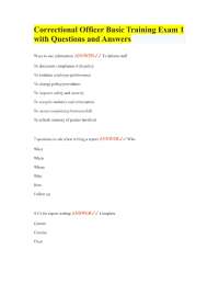 Correctional Officer Basic Training Exam 1 with Questions and Answers