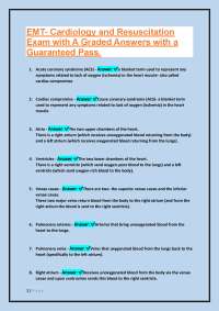 EMT-Cardiology and Resuscitation Exam with Graded Answers